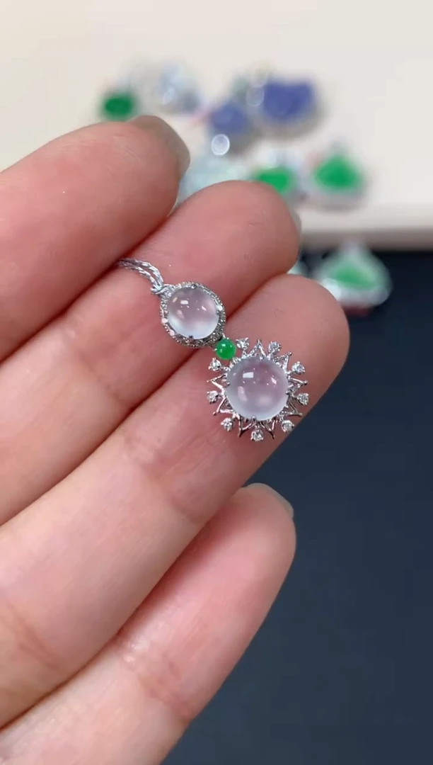 翡翠18K金镶嵌吊坠(不含链)蛋面吊坠1380