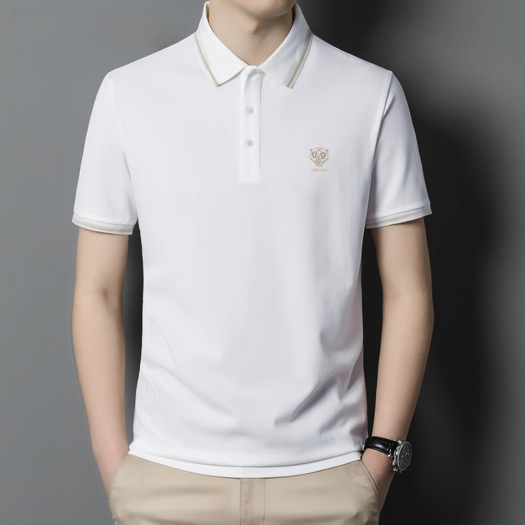 【琨】虎头珠地棉刺绣短袖POLO衫F045