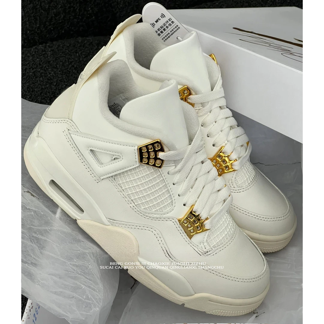 aj4高帮女鞋电母白红水泥正品莆田冬季厚底板鞋增高休闲牛皮运动