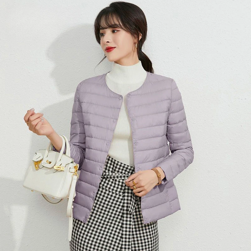 羽绒服女2025年冬季女士短款V领修身上衣内胆外套