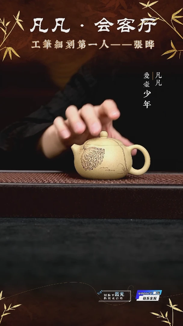 茶壶紫砂凡凡会客厅&张晔18 紫砂壶 西施刻莲蓬本山绿180cc
