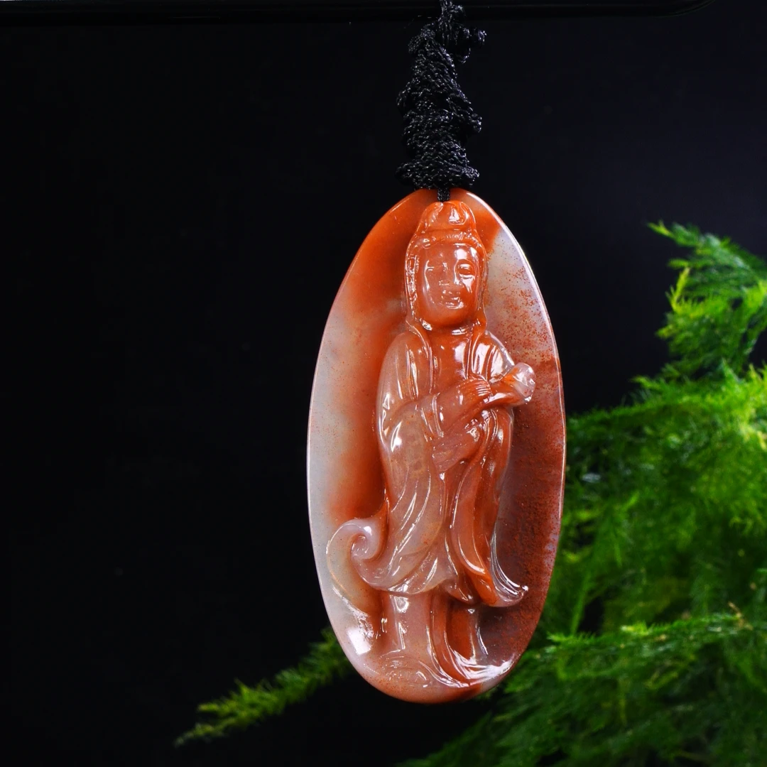 25寿山石水洞高山观自在挂件36.5克7.4x3.8x1.3cm