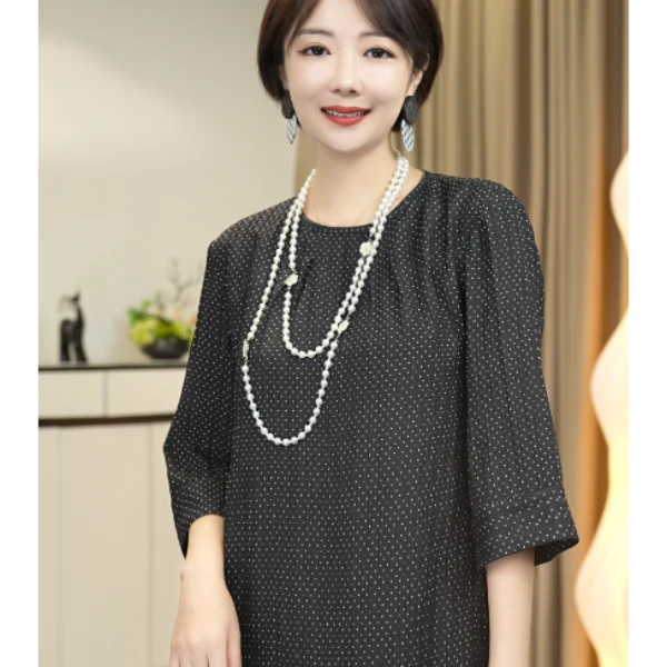 【依思卡丽】2025夏季新款优雅高级感桑蚕丝气质休闲连衣裙