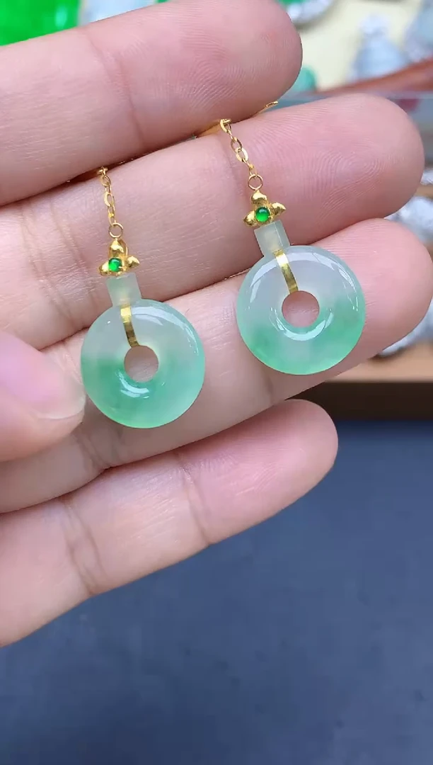 18K金镶嵌翡翠耳饰423-中国好珍宝