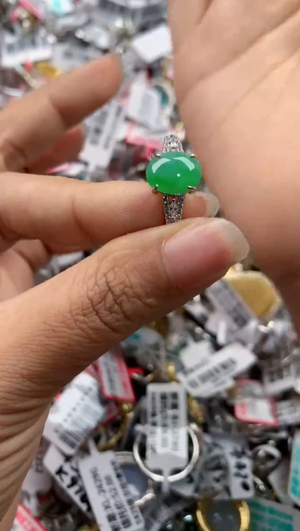 银S925镶嵌戒指翡翠888----9