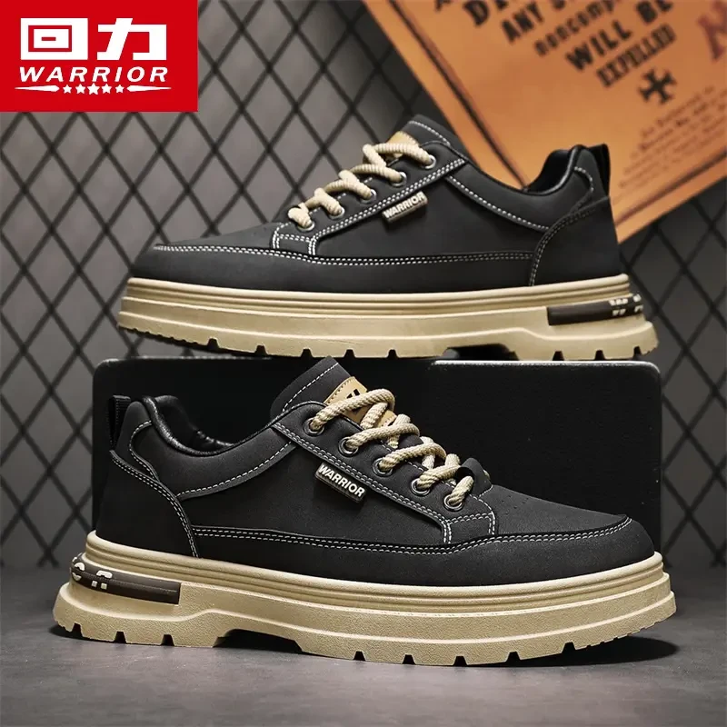 回力工装鞋男士休闲鞋爆款2025新款马丁靴开车专用上班增高皮鞋潮