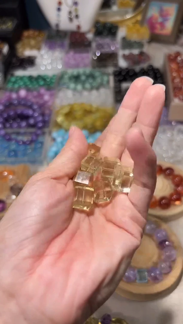 水晶手串未镶嵌A79黄水晶方糖卡11单颗