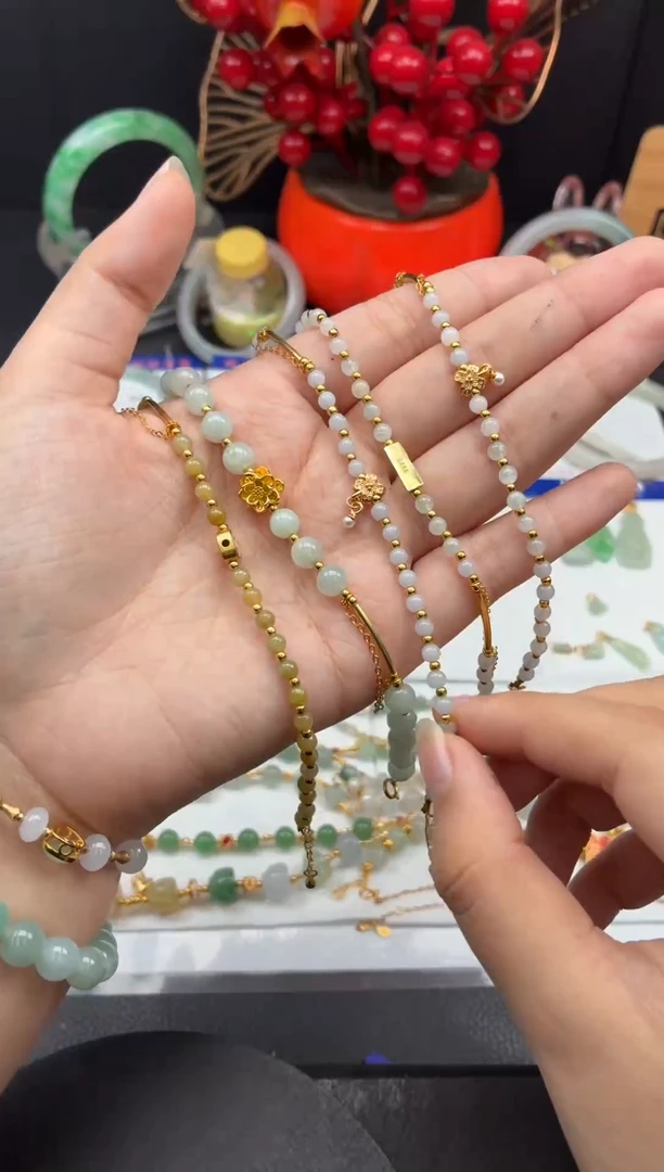 银S925镶嵌手链翡翠多样性发一