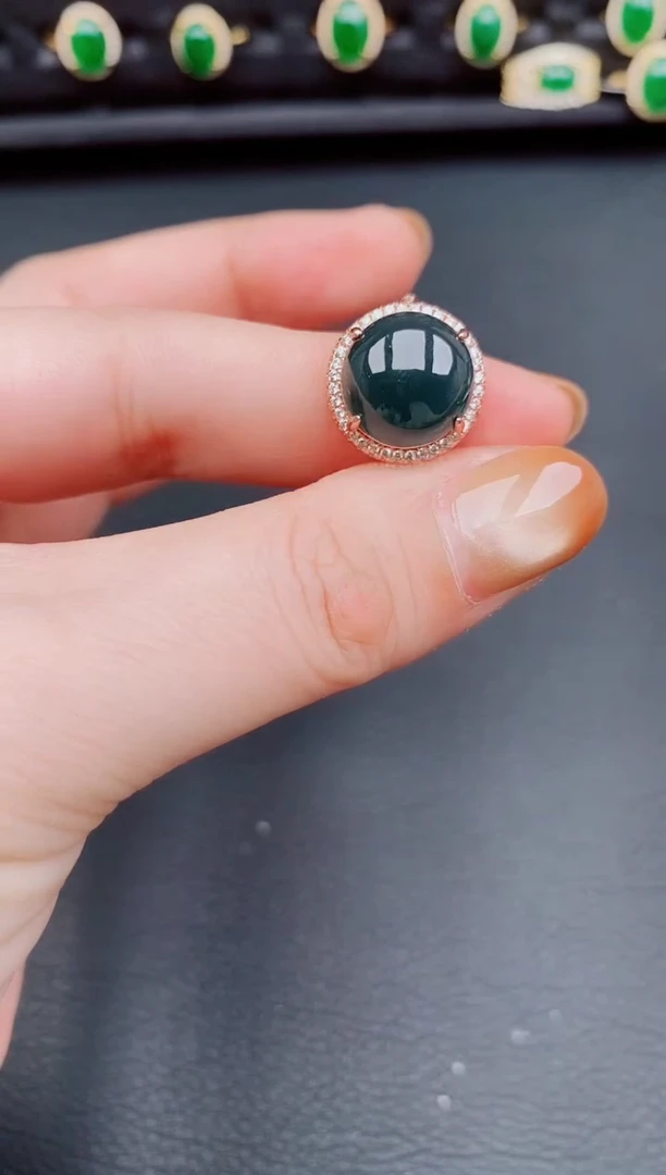 【闪购商品】翡翠戒指银S925镶嵌天然a货翡翠177