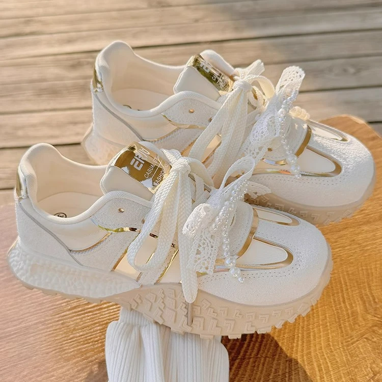 Moleubak夏女鞋厚底小白鞋女配裙子鞋子2025新款百搭德训鞋休闲鞋