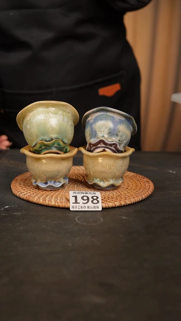 【闪购商品】瓷片198泥泥手工花盆口5高5