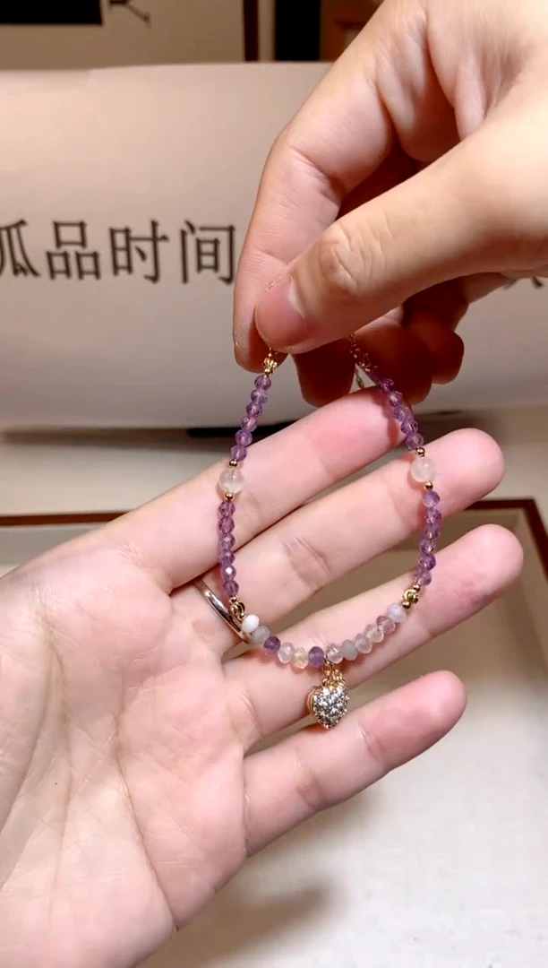 水晶手串银S925镶嵌多样性发一