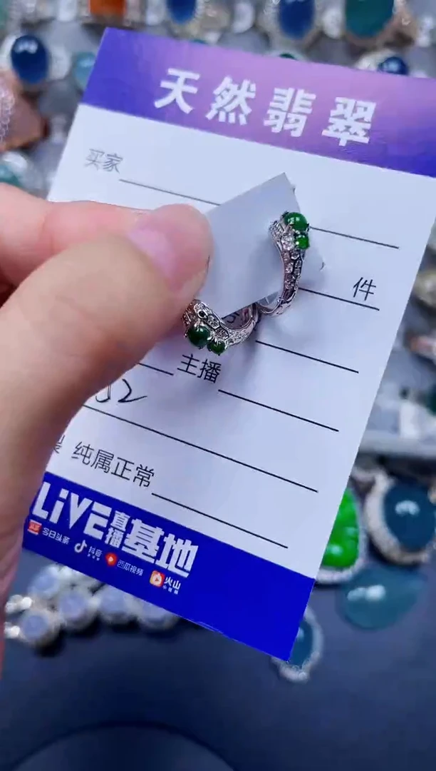 银S925镶嵌翡翠耳饰652