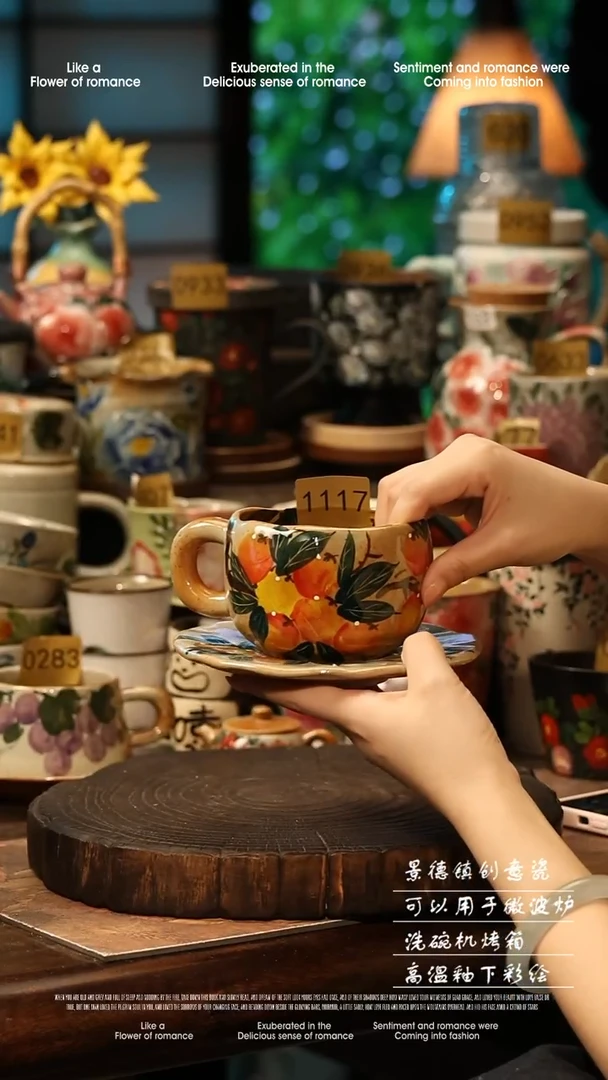 陶瓷景德镇高温釉下彩手工手绘款式@A1117@