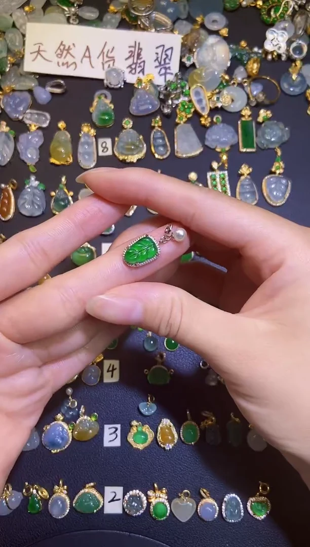 翡翠银S925镶嵌吊坠(不含链)1