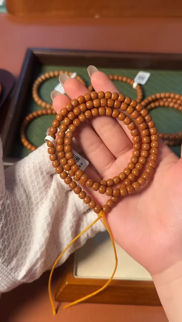 手串橄榄核5.9mm老挝核尖108长串 面无白高油高密三花红料