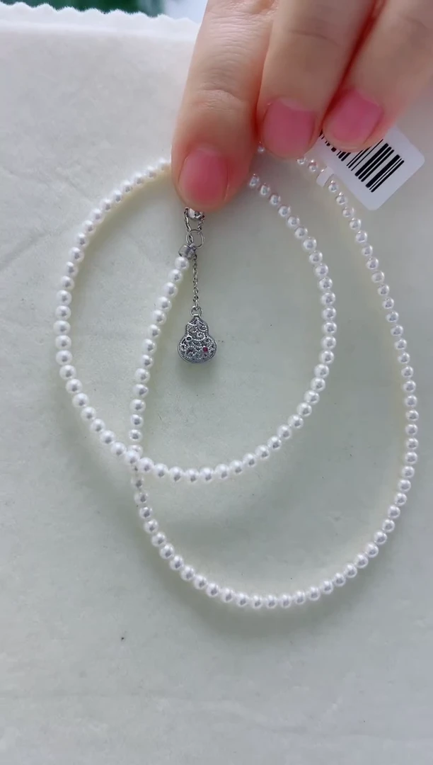 项链银S925镶嵌淡水珍珠3-4项链