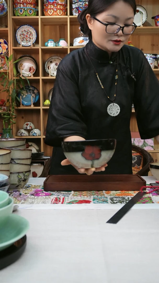 瓷片沁**蓝小可陶瓷一组2个面碗