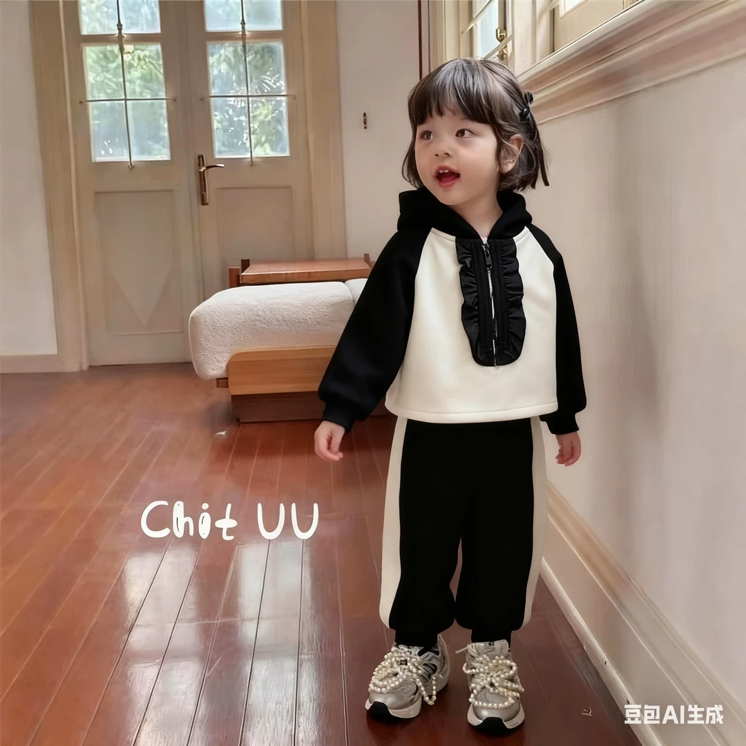 B702 女童儿童秋季卫衣上衣纯色百搭经典