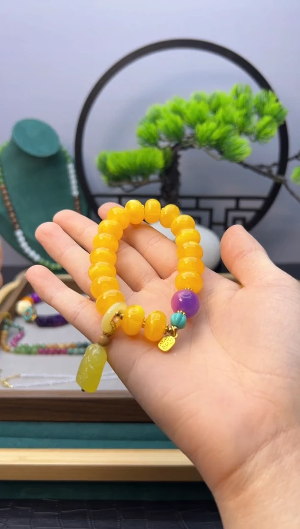 【闪购商品】蜜蜡手链14K金镶嵌S156