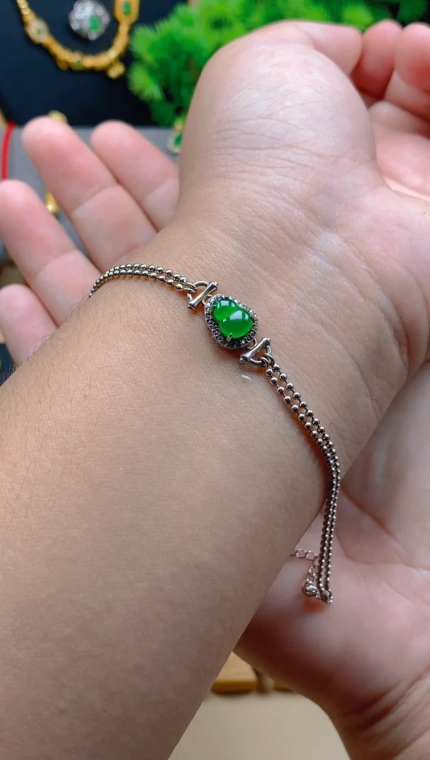 银S925镶嵌手链翡翠葫芦手链