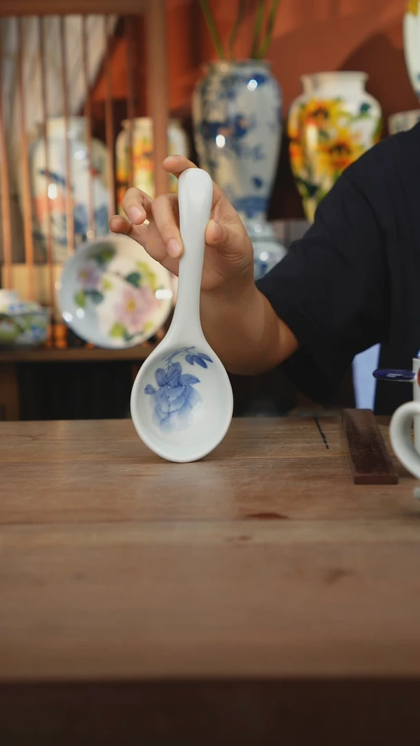瓷片【简家甄选】景德镇设计师釉下手绘陶瓷餐具