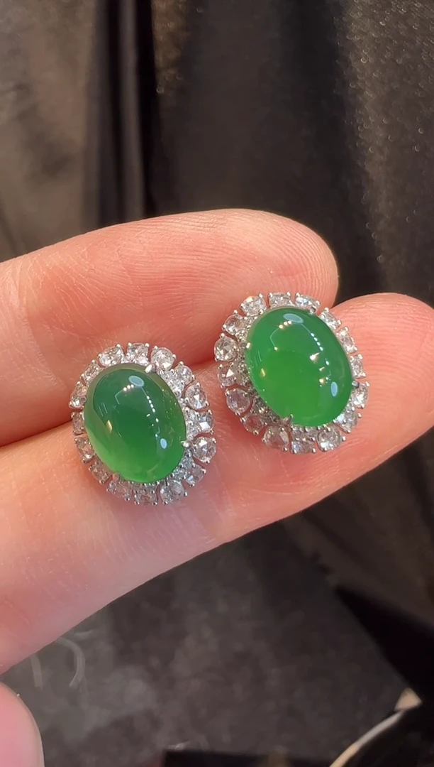 翡翠18K金镶嵌耳饰L5耳饰