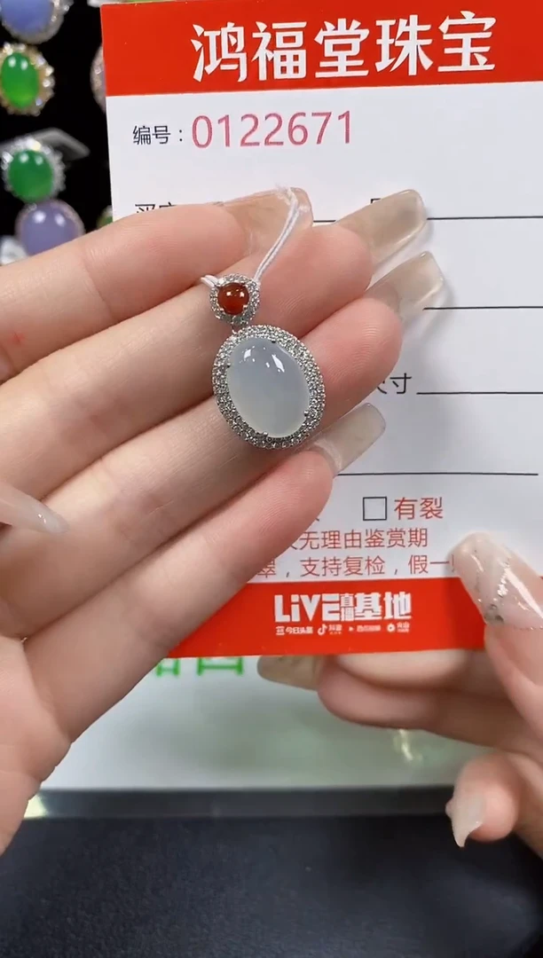 翡翠银S925镶嵌颈饰2671