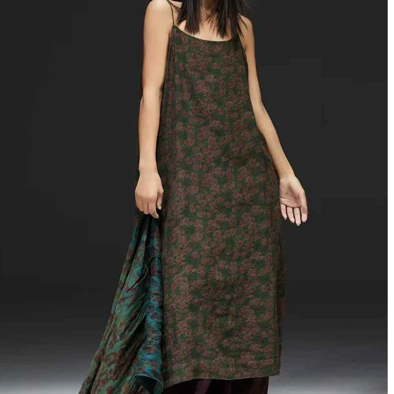 【大漂亮推荐】麻依者2025年春季新款休闲百搭复古时尚吊带裙#044