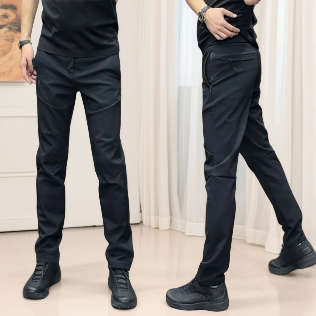 男士秋冬新款防风冲锋裤厚款休闲裤潮款加绒户外百搭登山工装长裤