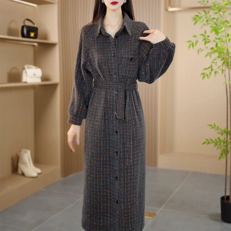 25863秋季新款时尚气质收腰显瘦修身减龄长袖女装连衣裙