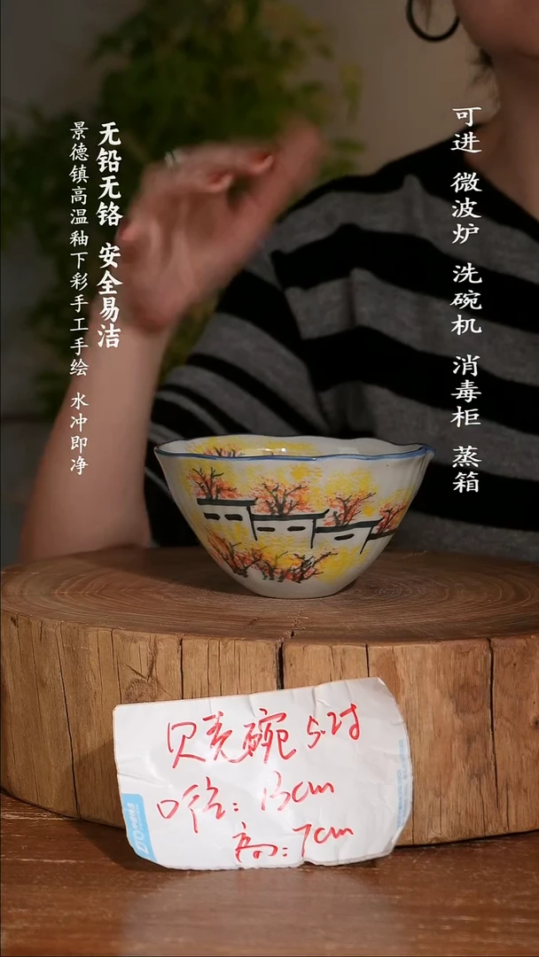 碗陶瓷景德镇高温瓷釉下彩手绘陶瓷