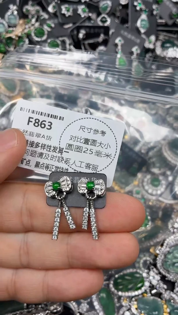 颈饰未镶嵌翡翠F863耳钉