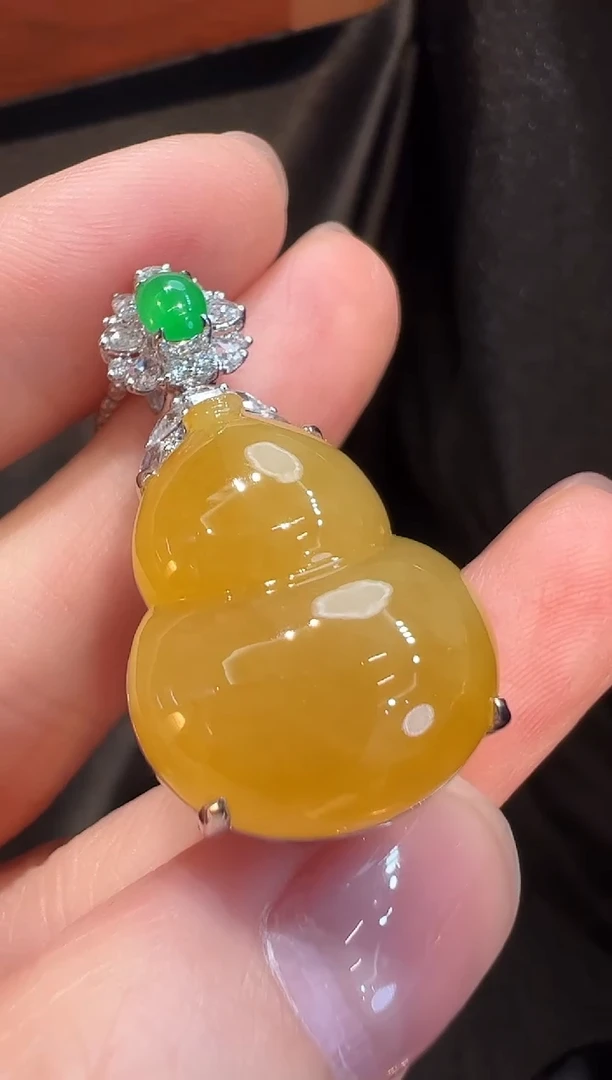 吊坠(不含链)18K金镶嵌翡翠L6吊坠