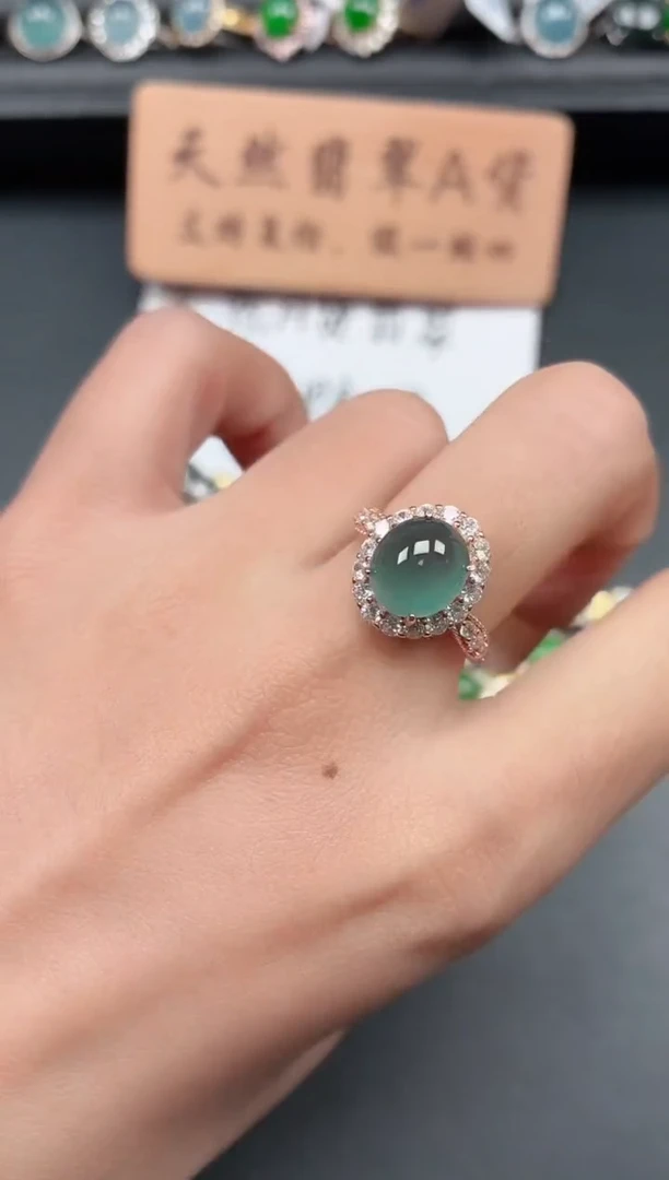 银S925镶嵌戒指翡翠111