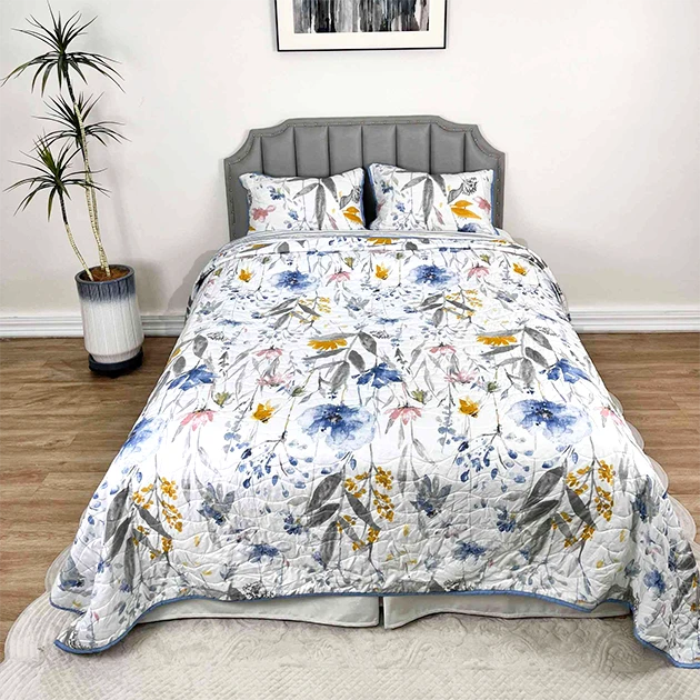 夹棉夏凉被空调被四件套床笠高级印花含棉磨毛新款轻奢被子床盖