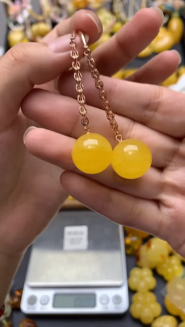 银S925镶嵌琥珀珠宝奇石085琥珀蜜蜡微瑕