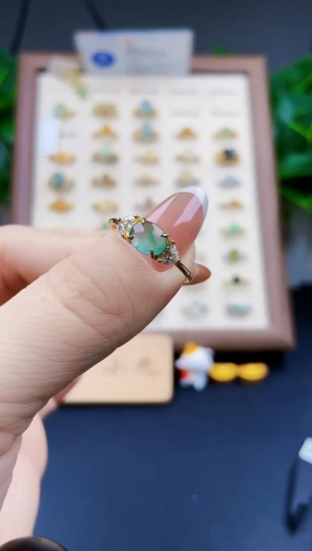 银S925镶嵌戒指翡翠12
