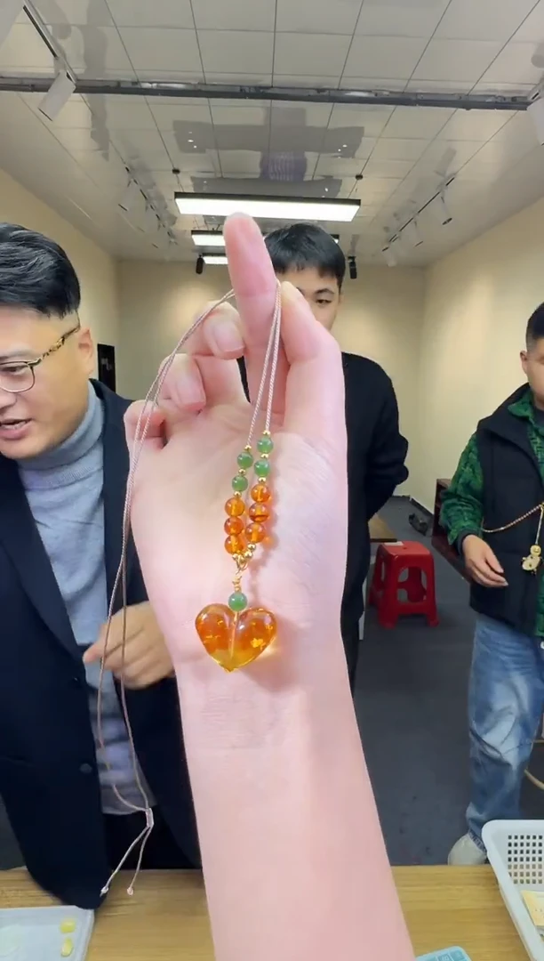 琥珀（花珀）颈饰银S925镶嵌多样性发一件 034