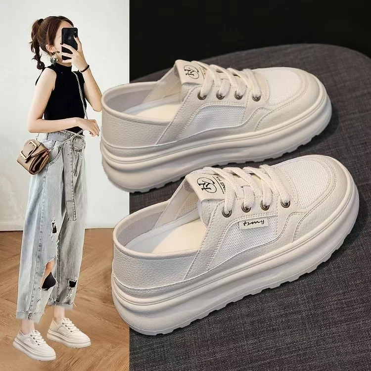 2025夏季网面厚底休闲小白鞋百搭舒适鞋子女学生网红休闲鞋S8878