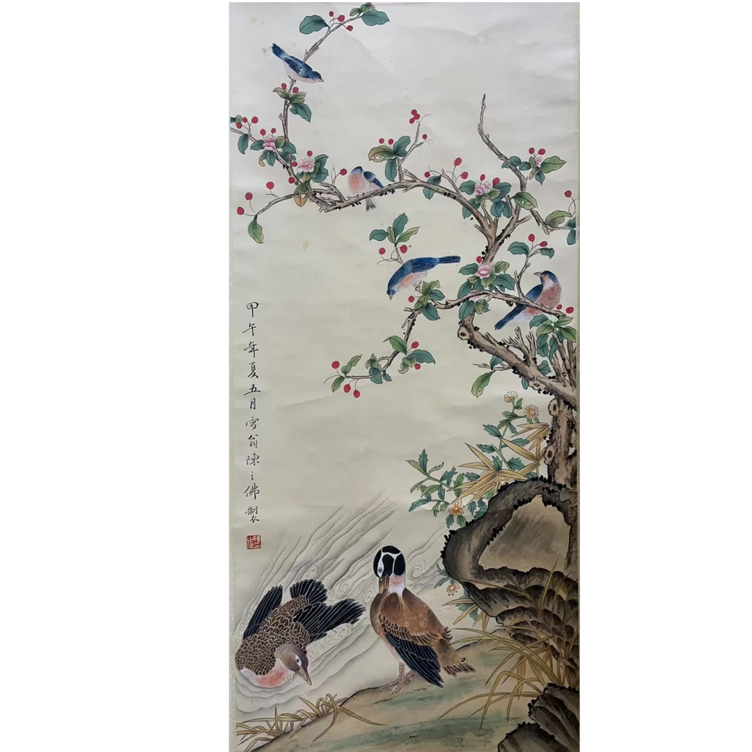 陈ZF款 花鸟绘画立轴100×40 3.6平尺