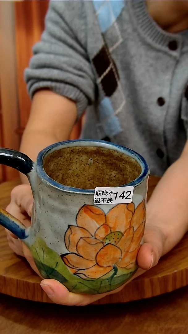杯子陶景德镇手工手绘釉下彩陶瓷，微瑕