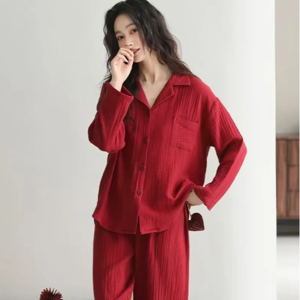 【达人专属】-全棉双层纱睡衣套装6133