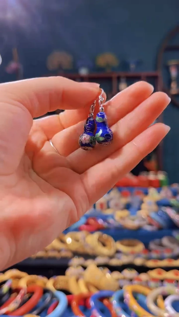 【闪购商品】非遗绝技 景泰蓝葫芦耳环 蓝