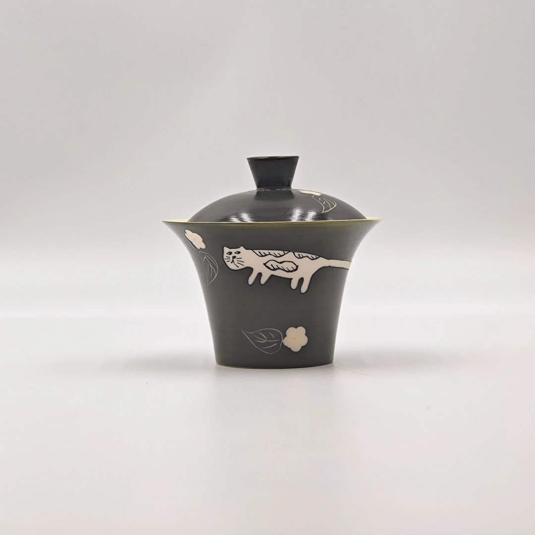盖碗茶杯灵猫复古家用功夫茶具