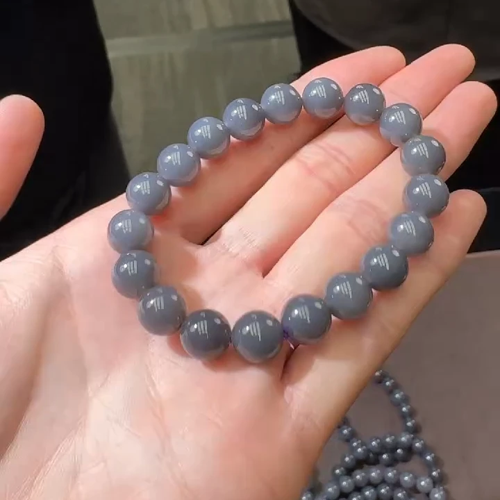 和田玉烟紫手串 尺寸约10mm左右 124刘洋