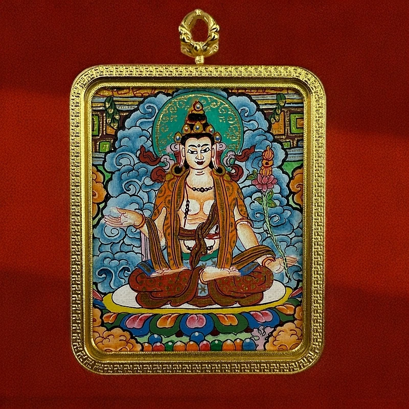 纯手绘唐卡八大守护 大势至菩萨 属马4cm×5cm守护吊坠