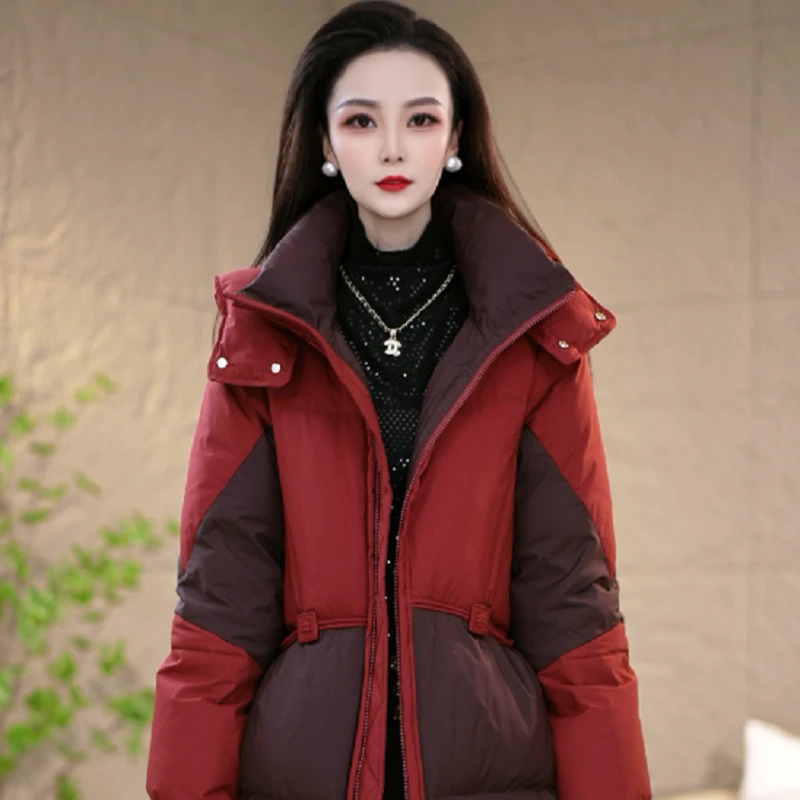 冬季新款时尚气质连帽加厚保暖羽绒服外套M-4XL