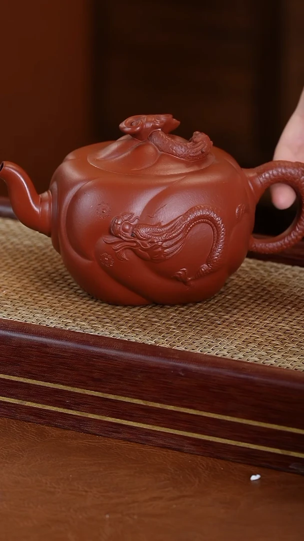 【闪购商品】紫砂茶壶范君华朱泥四方鱼化龙