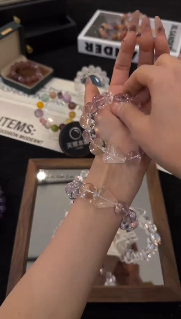 未镶嵌手链水晶紫白双拼x3680